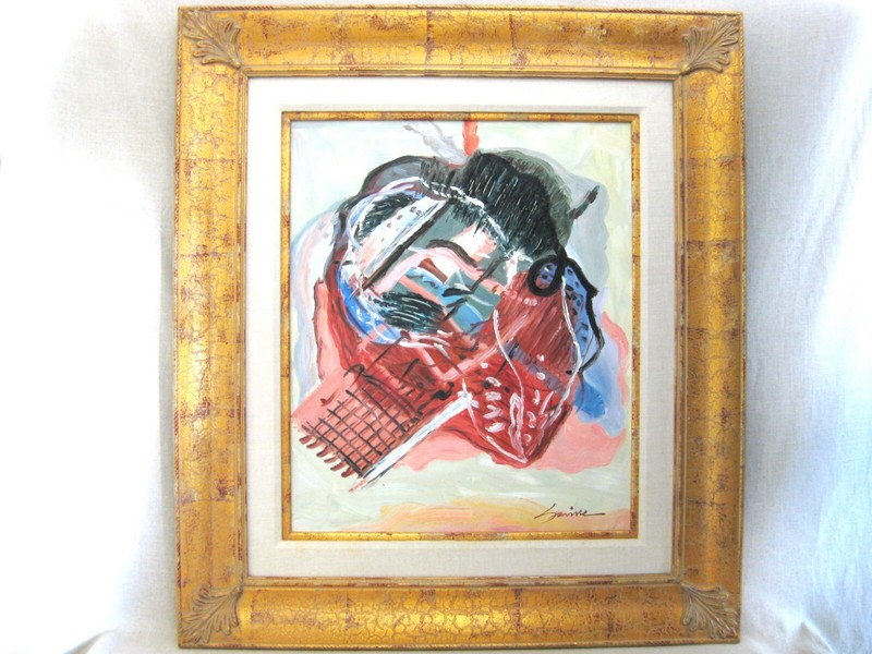 Surreal Male Portrait, Original Abstract Large Framed Contemporary Art