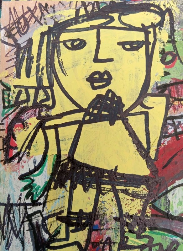 Original Ooak Aceo ATC Art Abstract neo-expressionism Figurative Painting