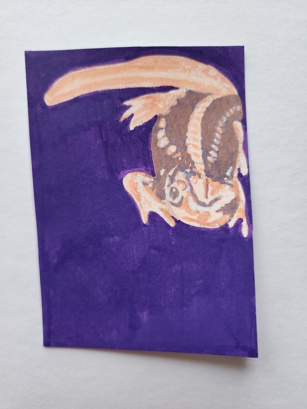 ACEO Original Abstract Acrylic Painting Emperor Newt Mandarin Salamander by Kiva