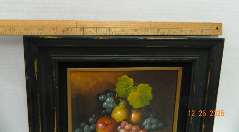 VTG Still Life Fruit Painting Signed J Remstedt Wood Frame black Gold Accent gallery