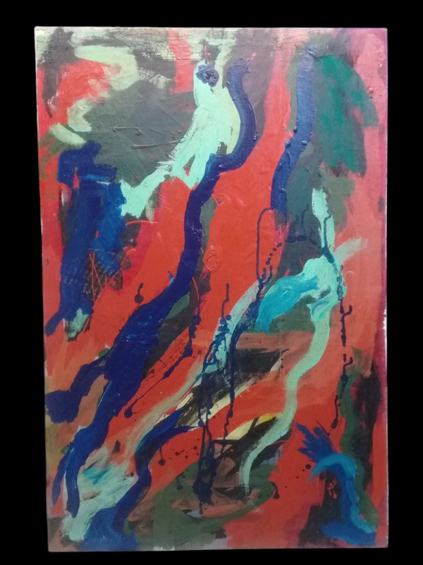 American Contemporary Master Abstract SYD SOLOMON – Oil canvas Painting / Signed