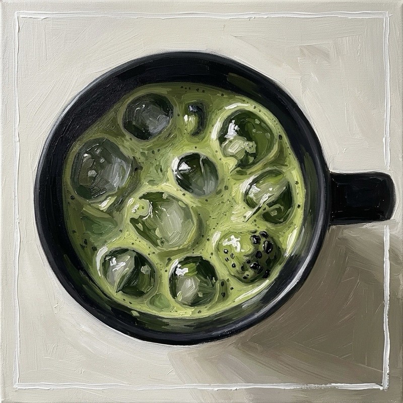 Oil Painting “Matcha Cloud” Original Hand Painted Art 12”x12” Luxury Home Deco
