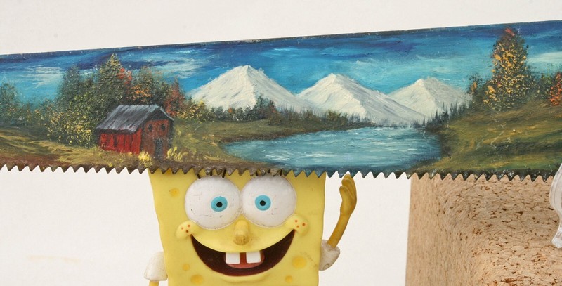 Original Landscape Painting on Carpenter 23" Hand Saw NICE! gallery