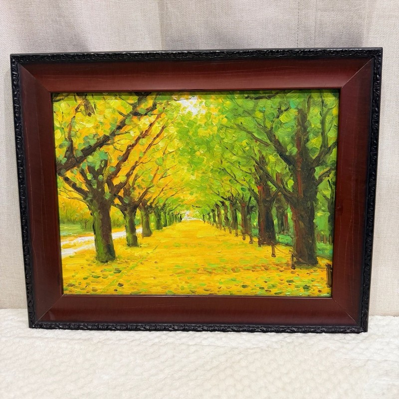 Impressionist Style Autumn Tree-Lined Road