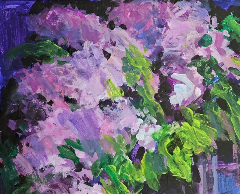 Oil painting Lilac Bouquet Ukrainian painter canvas Unframed original still life gallery