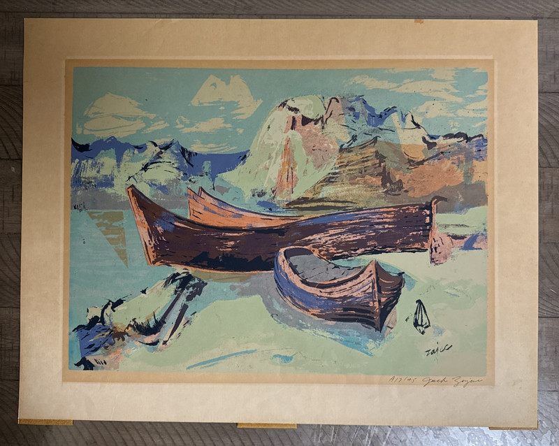 Jack Zajac Boats Serigraph Signed A/P 17/95 Framed Rare 22×28