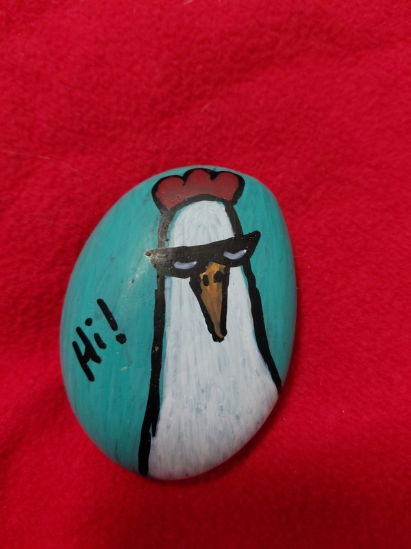 Hand-Painted Art Rock ( He’s very Cool) 3×2.5″ Garden Paperweight,shelve