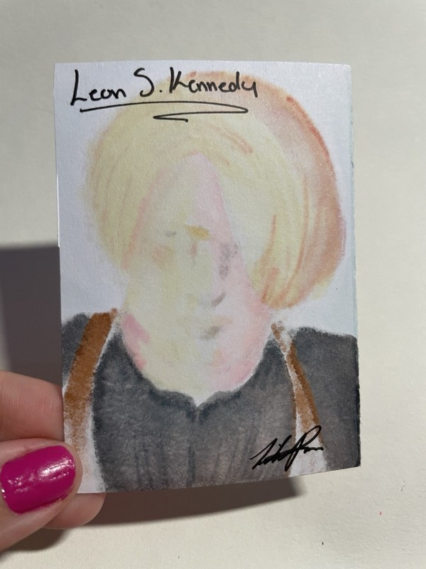 ACEO Resident Evil 4 Leon Kennedy Original Art Card Hand Painted 2.5" x 3.5" gallery