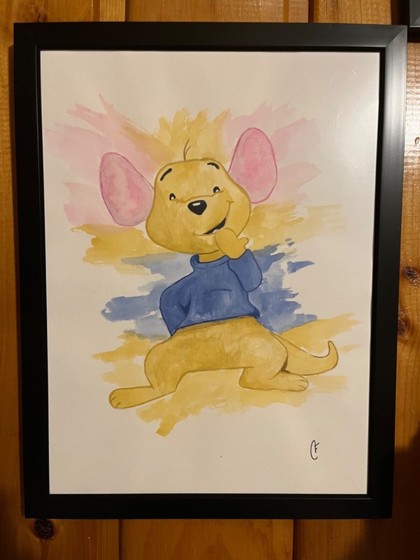 hand painted water color roo, Winnie the Pooh character