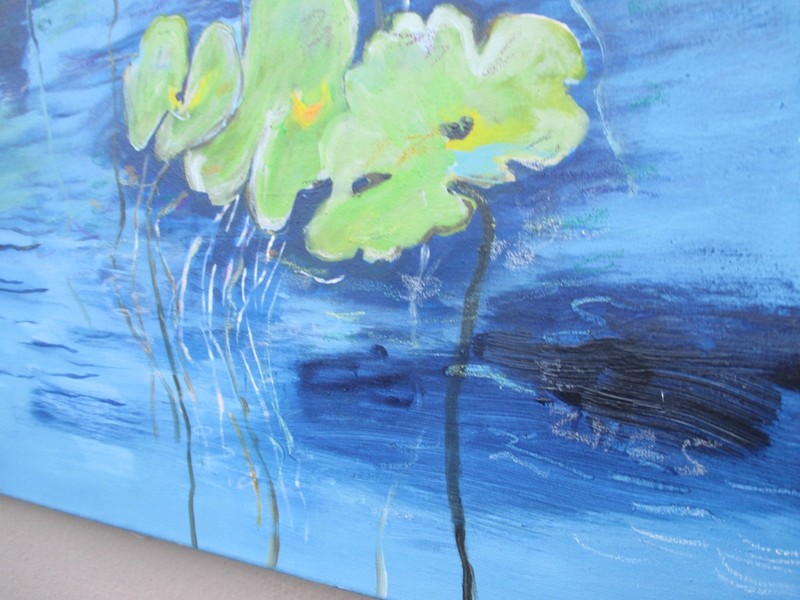 Oil acrylic canvas unique 120x70 cm water lilies Sonja Zeltner-Müller gallery