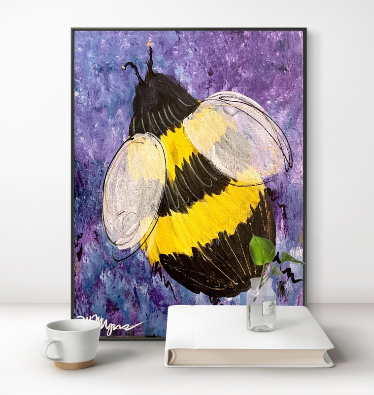 Mary Myers Original Abstract Expressionism Buzzing Through Lavender Fine Art gallery