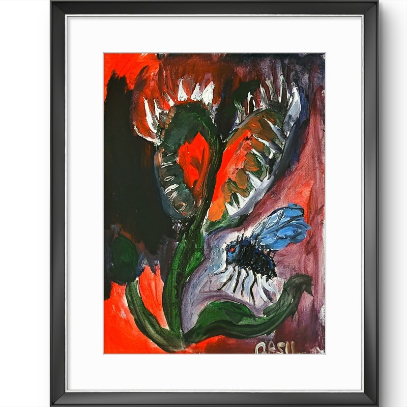 Venus Flytrap Unique Abstract Expressionism Wall Art Canvas Board 11x14 gallery