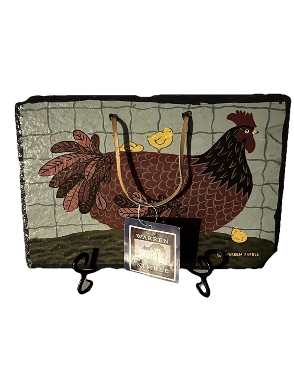 Handmade Warren Kimble Vintage Chicken Painting Slate Farm Traditional Folk Art gallery