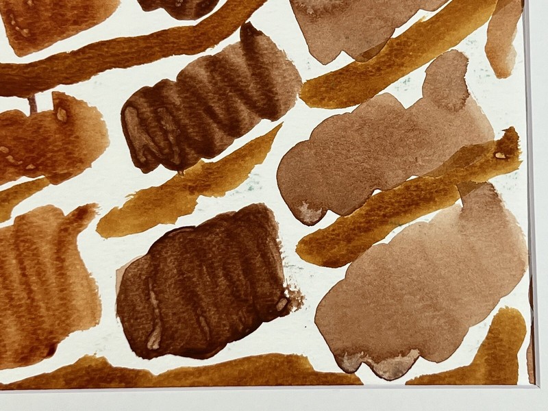 Brown Blobs Modernist Abstract Watercolor Painting Art 11x14” Matted gallery
