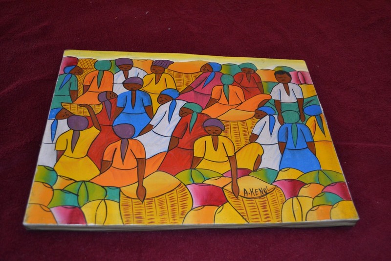 Colorful Haitian Painting by Kenol – Hand Painted 12″ x 16″ Canvas