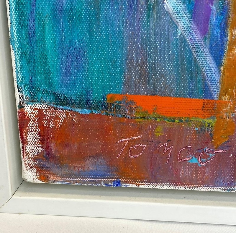 New York School Abstract #7 Expressionism Oil on Canvas Signed TOMCO 20" x 20" gallery