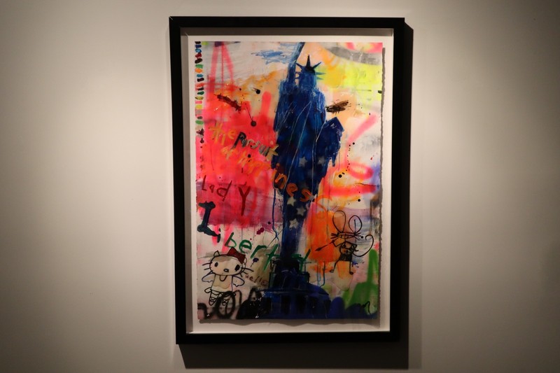 Michael Gorman – Contemporary Mixed Media “Liberty” Composition, 46.2×32.5”