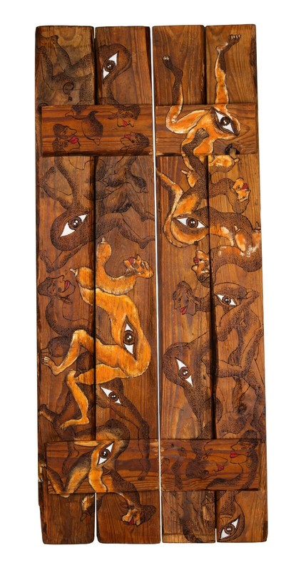 «Gaia 2021-1» Abstract Oil Painting on Wood By Korean Artist Soobok Lucas Park