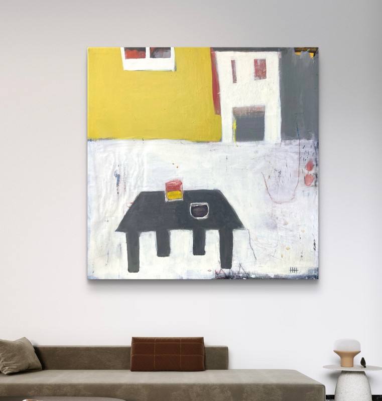 Original Abstract Acrylic 19×19 Canvas Painting, Holly Hammond, Porto