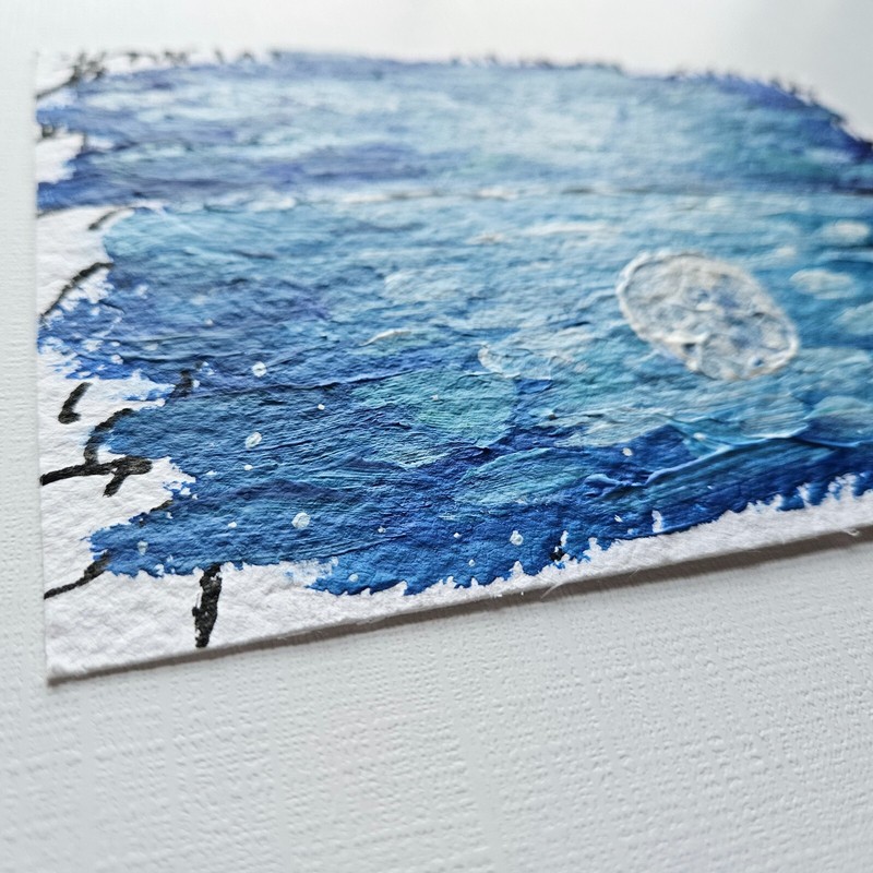 5x7 colorful abstract painting ocean moon night Annabel Lee poetry Valentine's gallery