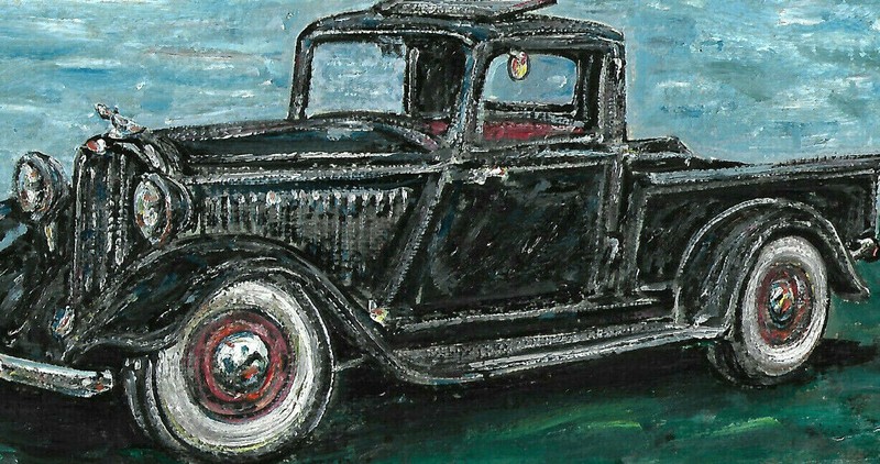 1934 DODGE PICKUP truck new original art 8x10 canvas painting signed Crowell gallery