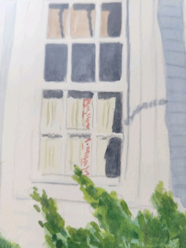 Original 1987 Rose Millevolte Watercolor “1770 Side” Framed Hamptons House 17x21 gallery