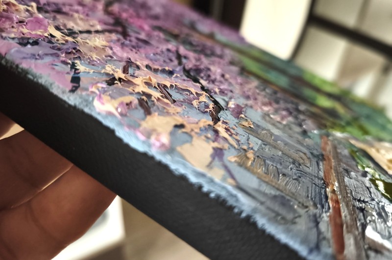 Original Oil Painting Cherry Blossoms Trees on stretched canvas 30X25cm Signed gallery