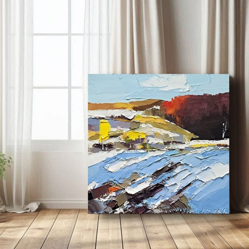 Original Large Oil Painting on Canvas Winter Landscape Art Winter Forest Artwork gallery