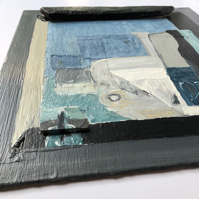 Study of STILL LIFE WITH BOTTLES by Amedee Ozenfant - Grey Blue Collage Painting gallery