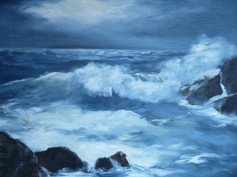 FLORENCE BRADISH, Oceanside CALIF CALIFORNIA SEASCAPE COASTAL OCEAN OIL PAINTING gallery