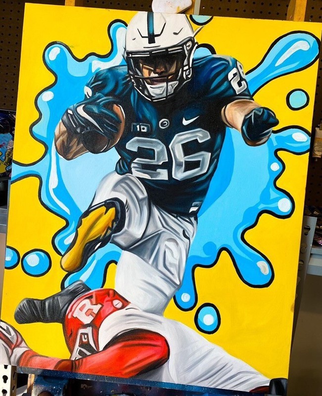 Saquon Barkley Penn State Football 24×30 Original Painting Framed Eagles