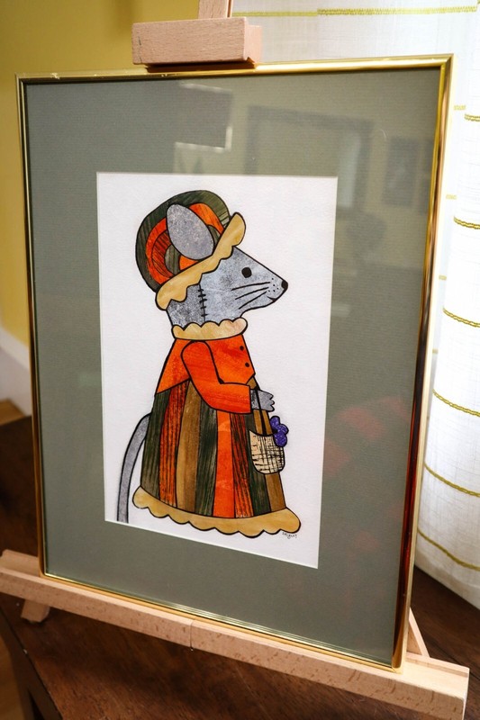 Original Children's Book Illustration Art Merry Mousemas Patricia Srigley Framed gallery