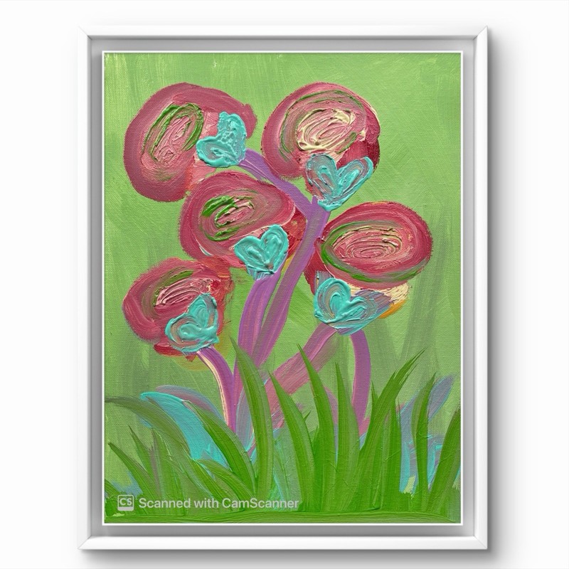 BLESSED#1422 Rose Flowers 14×11 Original Paper Art Modern Abstract