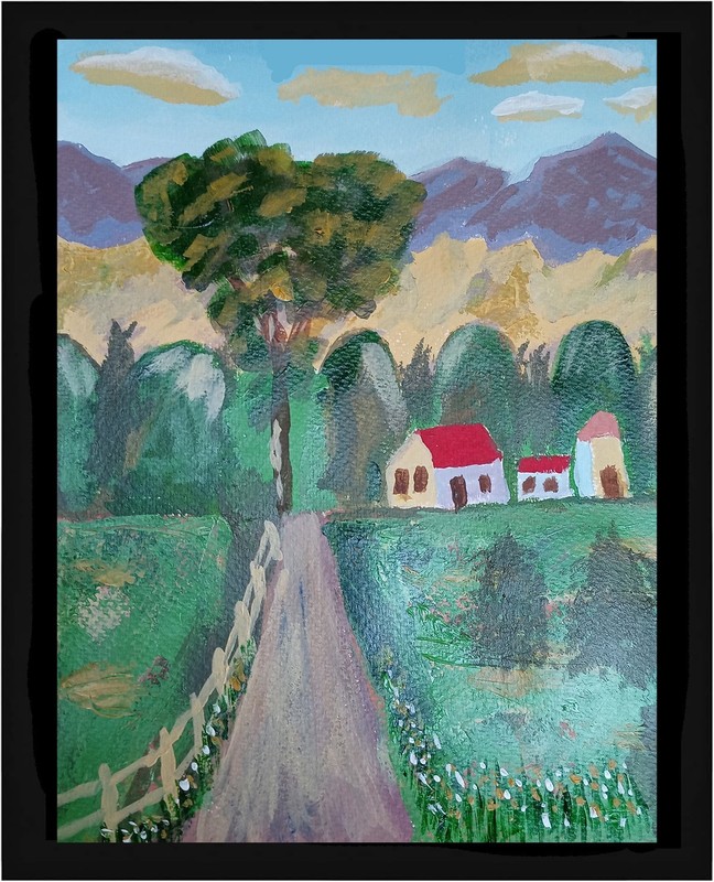 Impressionism 11×14 Country Home Scene Handmade Signed Colorful Art Painting