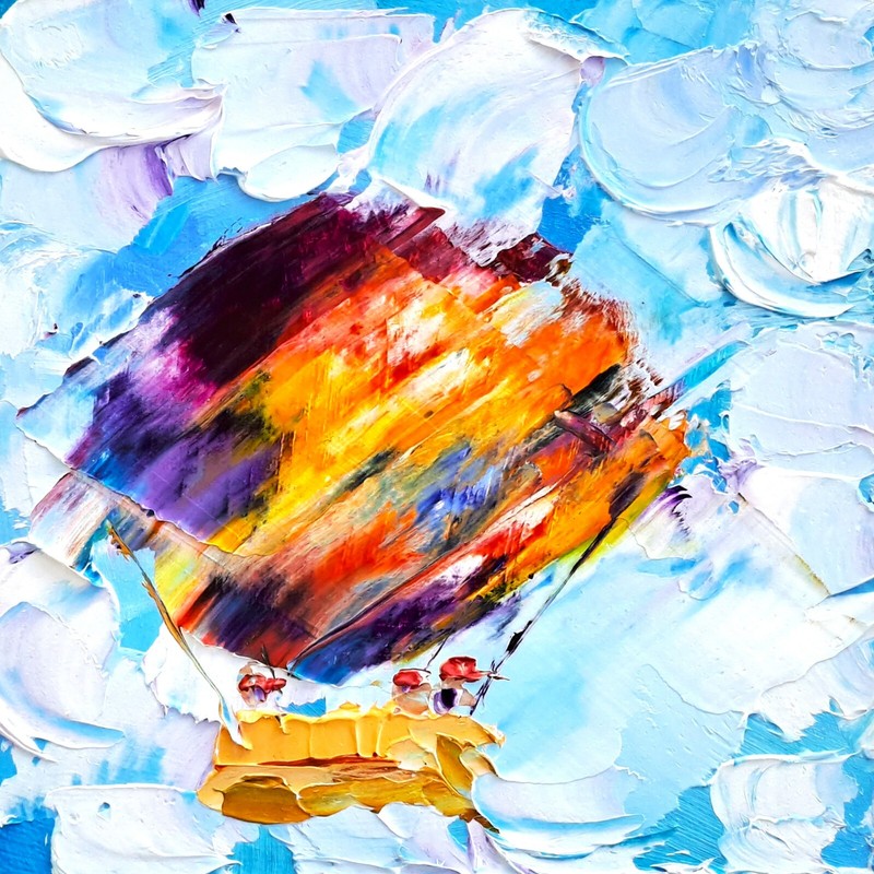 Hot Air Balloon Painting Impasto Original Art Small Oil Painting Albuquerque Art