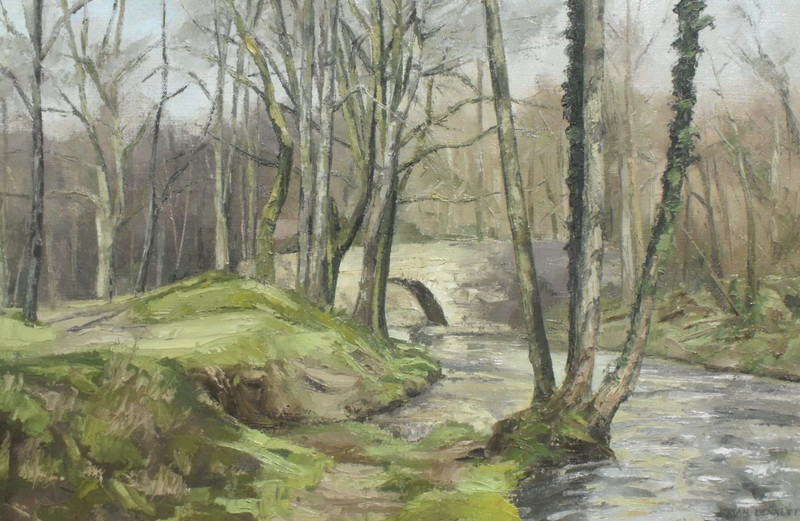 Brian Bennett – Original Oil Painting – River Walkham at Grenofen Bridge, Devon.
