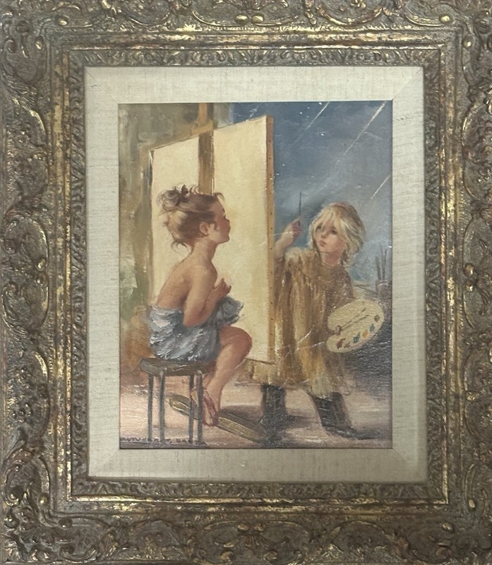Montserrat Barta Original Painting On Canvas “2 Girls Painting”
