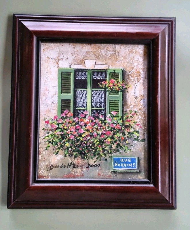 Óleo Ventana Montmartre París Rue Norvins Firmado 2000 Enmarcado