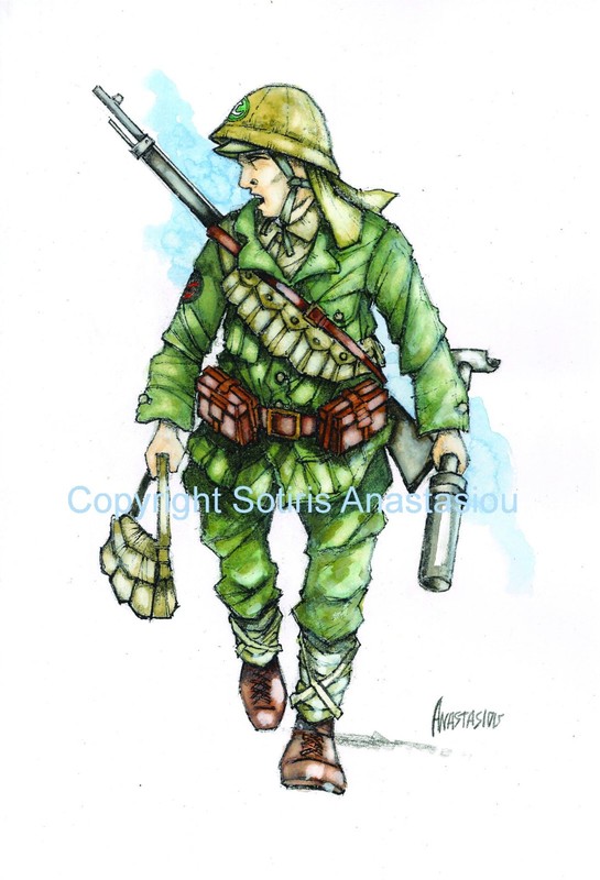 ORIGINAL Military Painting – JAPANESE IMPERIAL MARINE. SOUTHEAST ASIA 1941