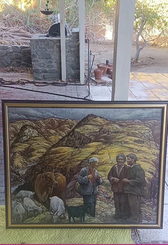 Chinese Goat Herders – Oil On Canvas (Framed) – 38″x30″x2″