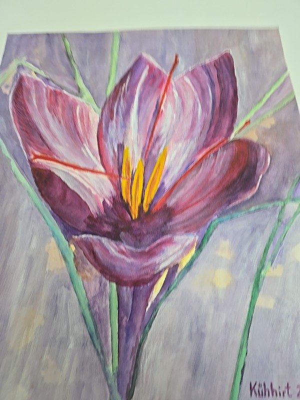 Watercolour Painting on Cardboard Flower 2-Size 60cmx50cm by KÜHHIRT 2001-No Frame gallery