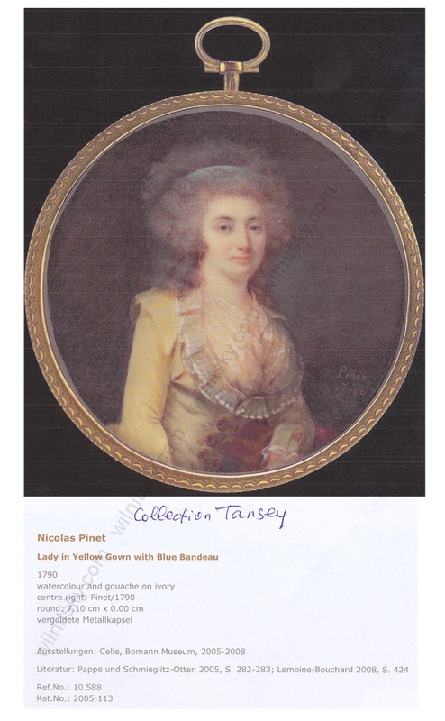 Nicolas Pinet (1770-1842) "Lady in blue dress" high quality miniature, 1795/1800 gallery