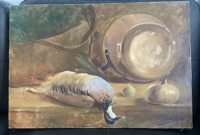 Leon Joubert Oil Painting Still Life Hunting Pheasant France Signed Original Oil