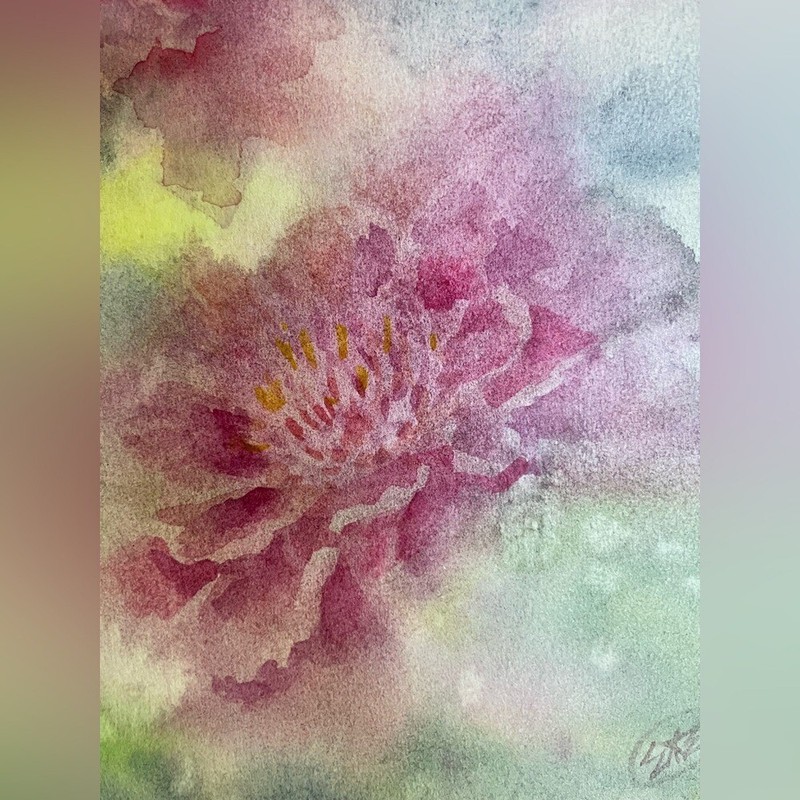 Original Peonies Painting floral watercolor signed Art Flower decor Artettina