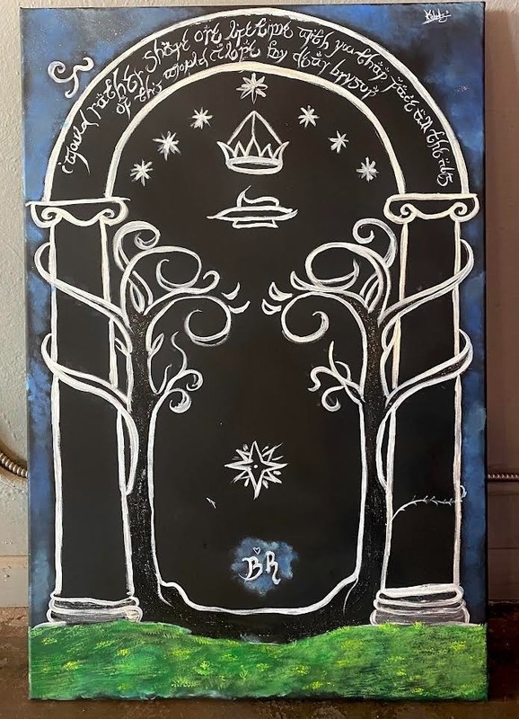 Lord of The Rings custom canvas painting, glow in the dark paint and sealed