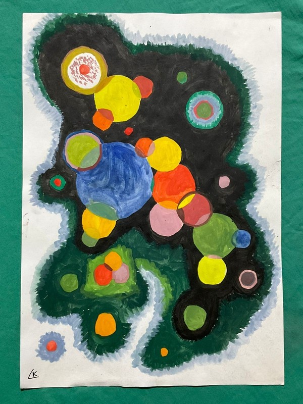 WASILY KANDINSKY drawing and painting on old paper signed stamped vintage