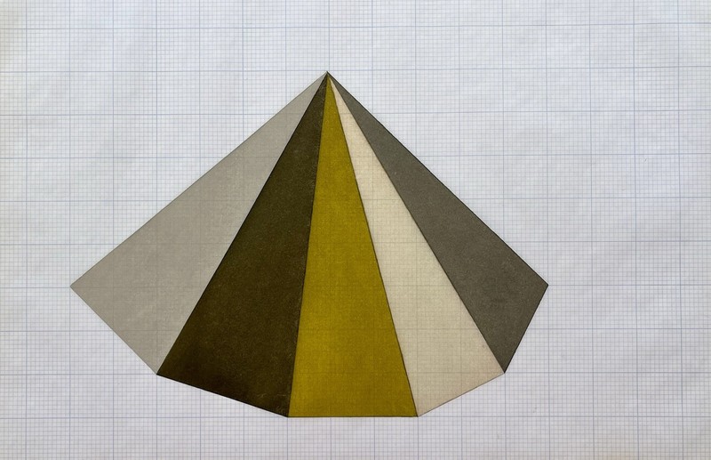 Original Vintage Abstract Geometric Oil Painting On Tracing Paper gallery