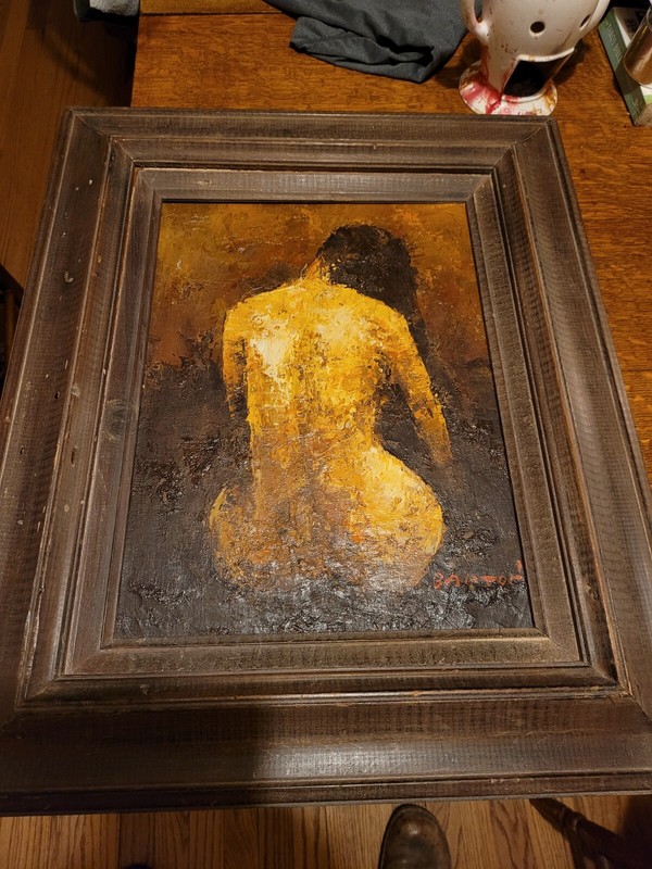 Edward Barton Expressionist Painting Of A Female Nude.