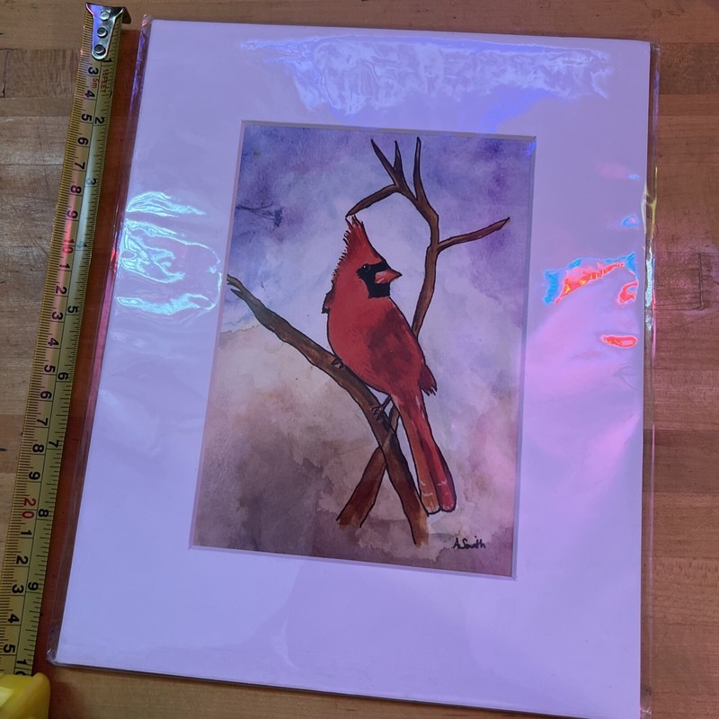 Cardinal Painting Original Print 8×10 Matting