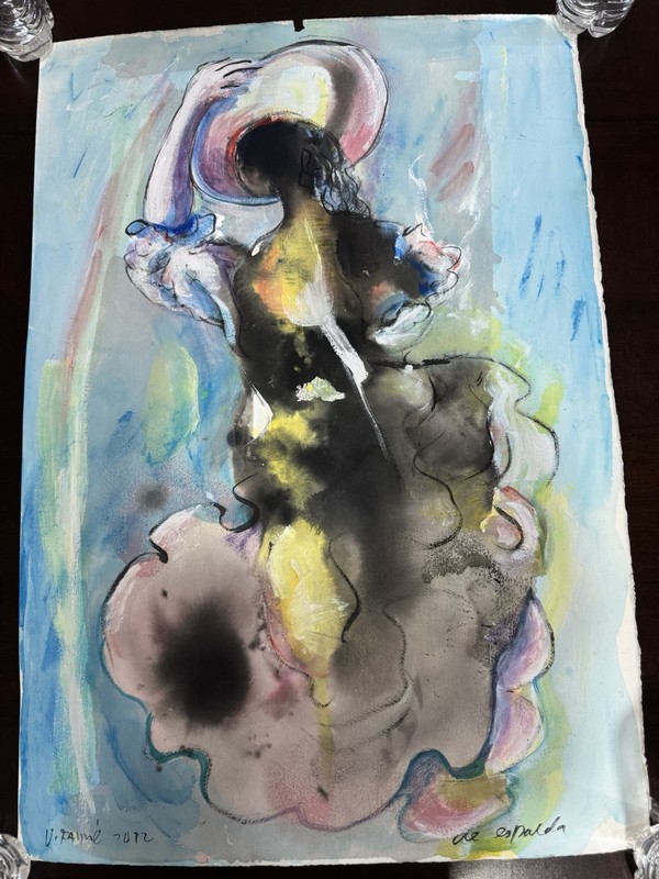 Vicente Fabre 2012 Original Watercolor “De Espalda” Signed 29×20 in